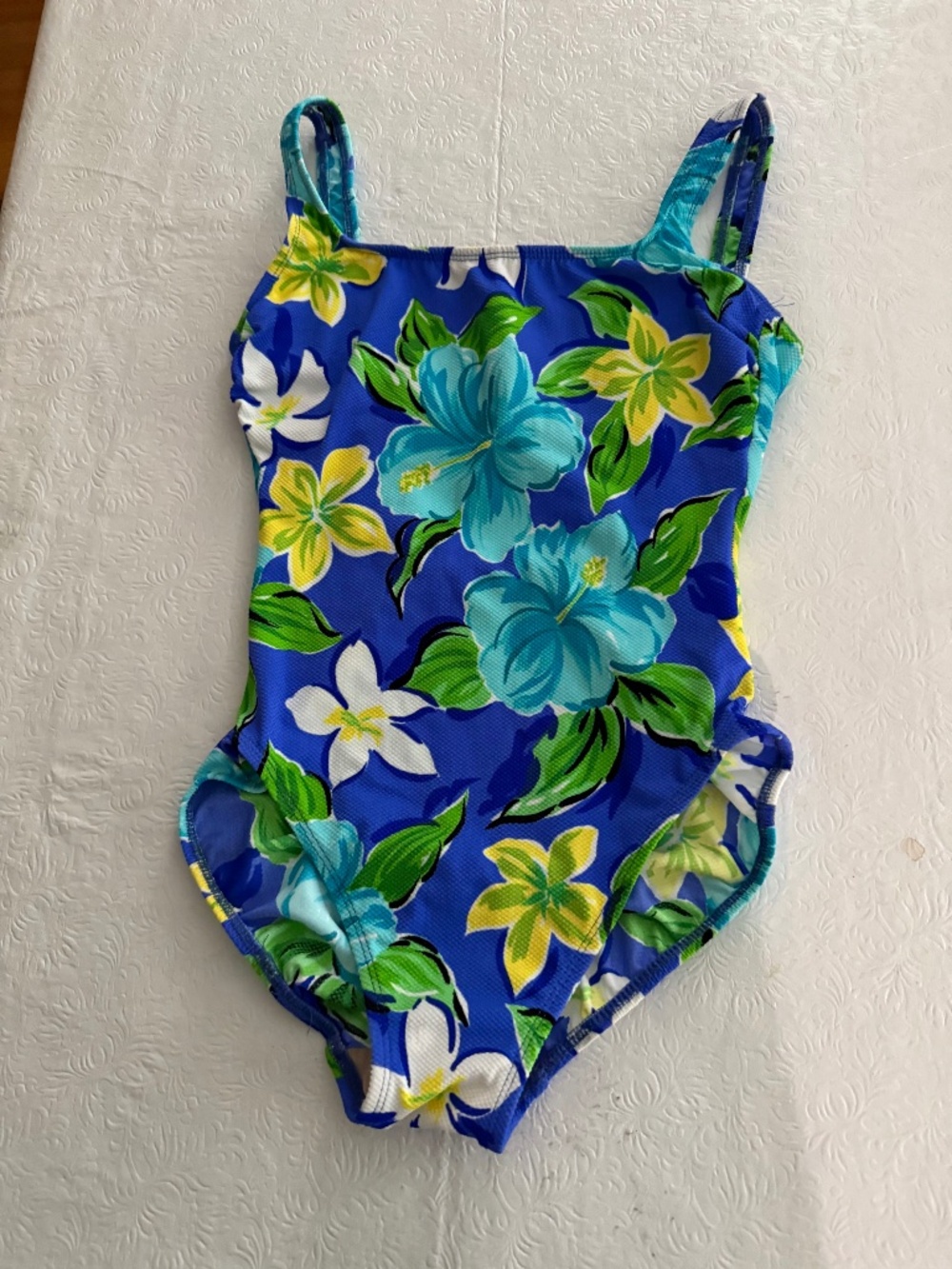 Adrienne Vittadini Women’s Swimsuit One Piece Blue Floral Sz M